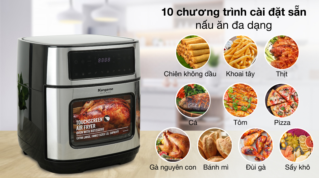 Lò chiên không dầu Kangaroo KG12AF1A 12 lít - Chương trình cài sẵn