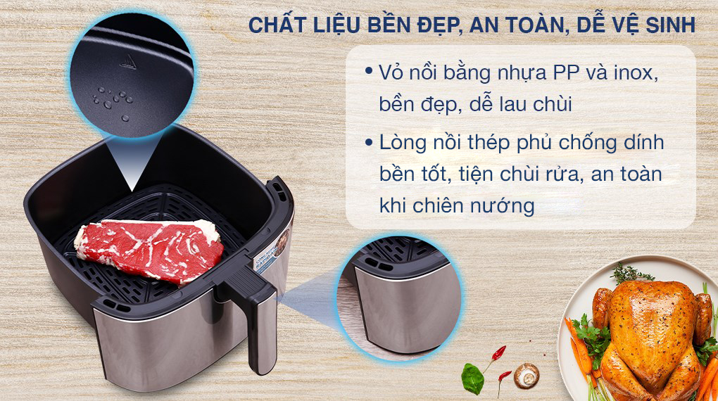 Nồi chiên không dầu Sunhouse SHD4026 6 lít - Chất liệu