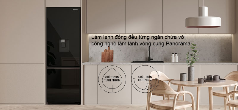 Làm lạnh đồng đều từng ngăn chứa với công nghệ làm lạnh vòng cung Panorama