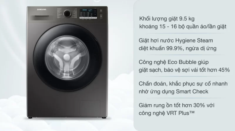 Máy Giặt Samsung Inverter 9.5 kg WW95TA046AX/SV Cửa Ngang