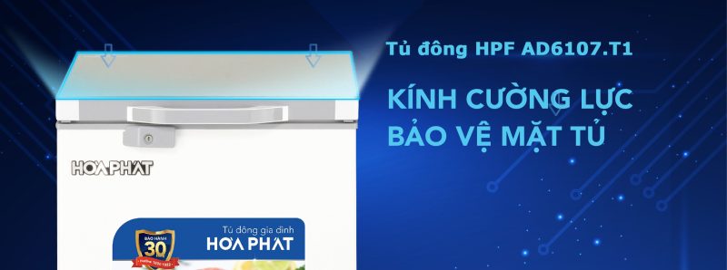 Tủ đông Hòa Phát HPF AD6107.T1 mặt kính 1 ngăn 1 cánh 107 lít