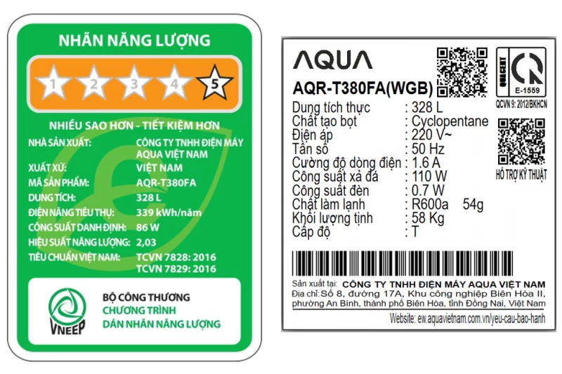 Tủ lạnh Aqua Inverter 328 lít AQR-T380FA(WGB)