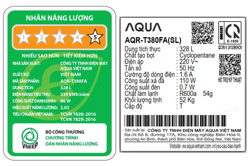 Tủ lạnh Aqua Inverter 328 lít AQR-T380FA(SL)