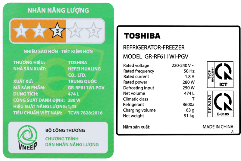 Tủ lạnh Toshiba Inverter 474 lít Multi Door GR-RF611WI-PGV(22)-XK