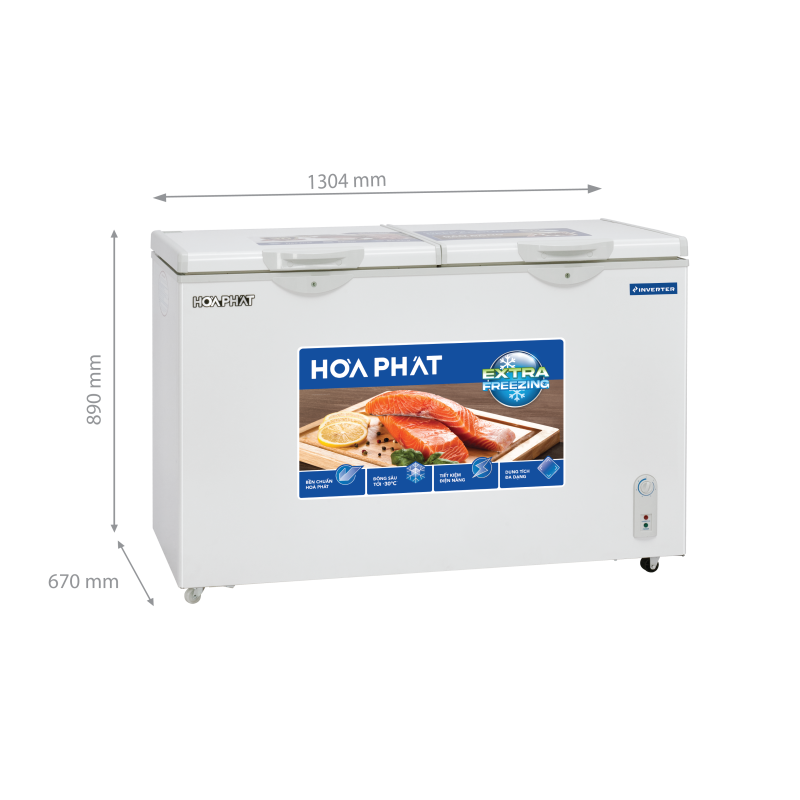 Tủ đông Hòa Phát Inverter 2 ngăn 2 cánh HPF BD8245 245 lít