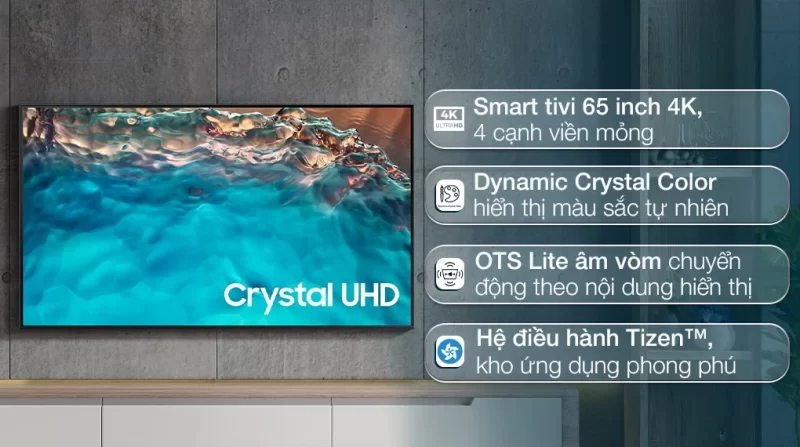 Smart Tivi Samsung Crystal UHD 4K 65 inch UA65BU8000 [ 65BU8000 ] - Chính Hãng