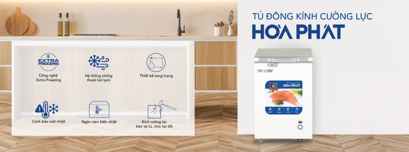 Tủ đông Hòa Phát HPF AD6107.T1 mặt kính 1 ngăn 1 cánh 107 lít