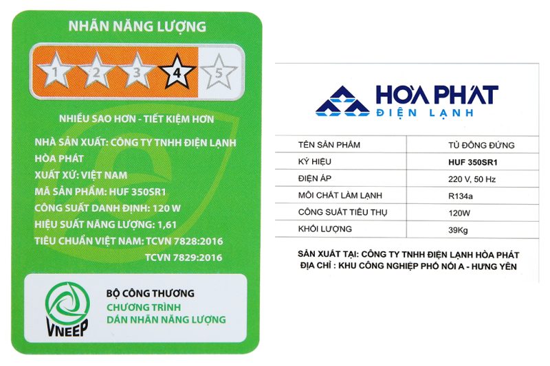 Tủ đông đứng Hòa Phát HUF 350SR1 147 lít 5 ngăn