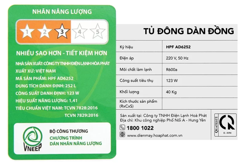 Tủ đông Hòa Phát 1 ngăn 1 chế độ đông HPF AD6252 (252 lít)