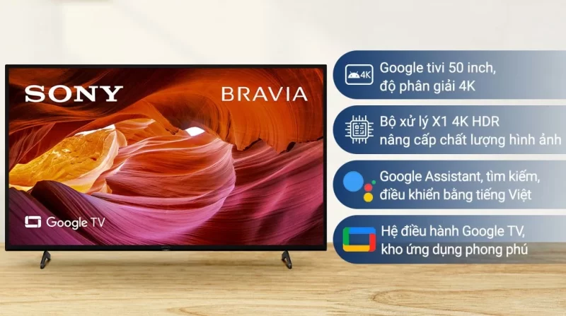 Google Tivi Sony 4K 50 inch KD-50X75K [ 50X75K ] - Chính Hãng